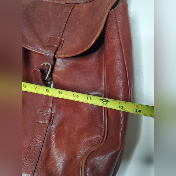 Wilson's Leather Mini Bookbag Distressed Brown Carry Handle - Picture 14 of 14